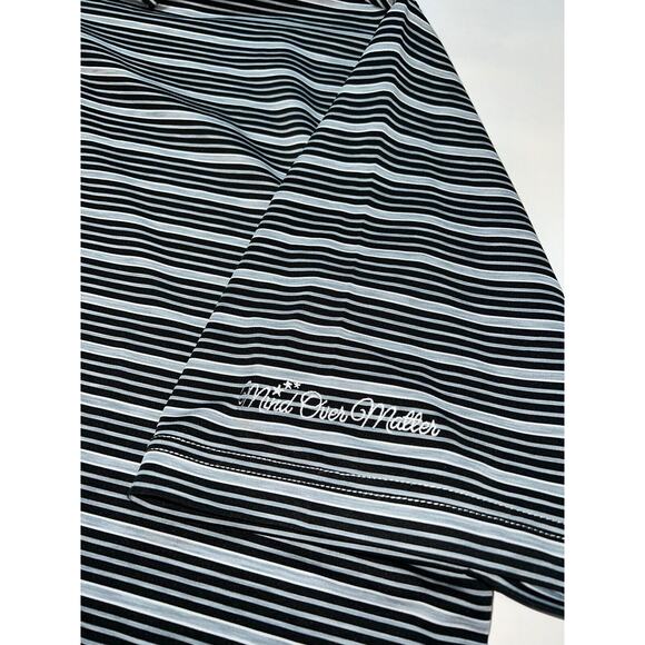 FootJoy Polo Shirt Mens Size L Black Gray Striped Golf Mind Over Matter Sleeve - Picture 7 of 16